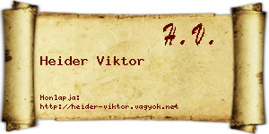 Heider Viktor névjegykártya